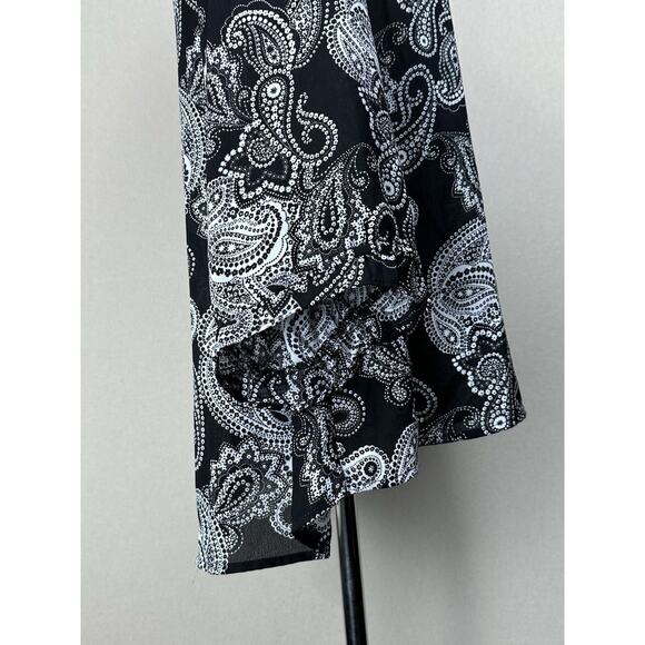 Floral & Ivy Black & White Blouse Sz 1X Paisley Print Button Up V-Neck - Picture 6 of 14